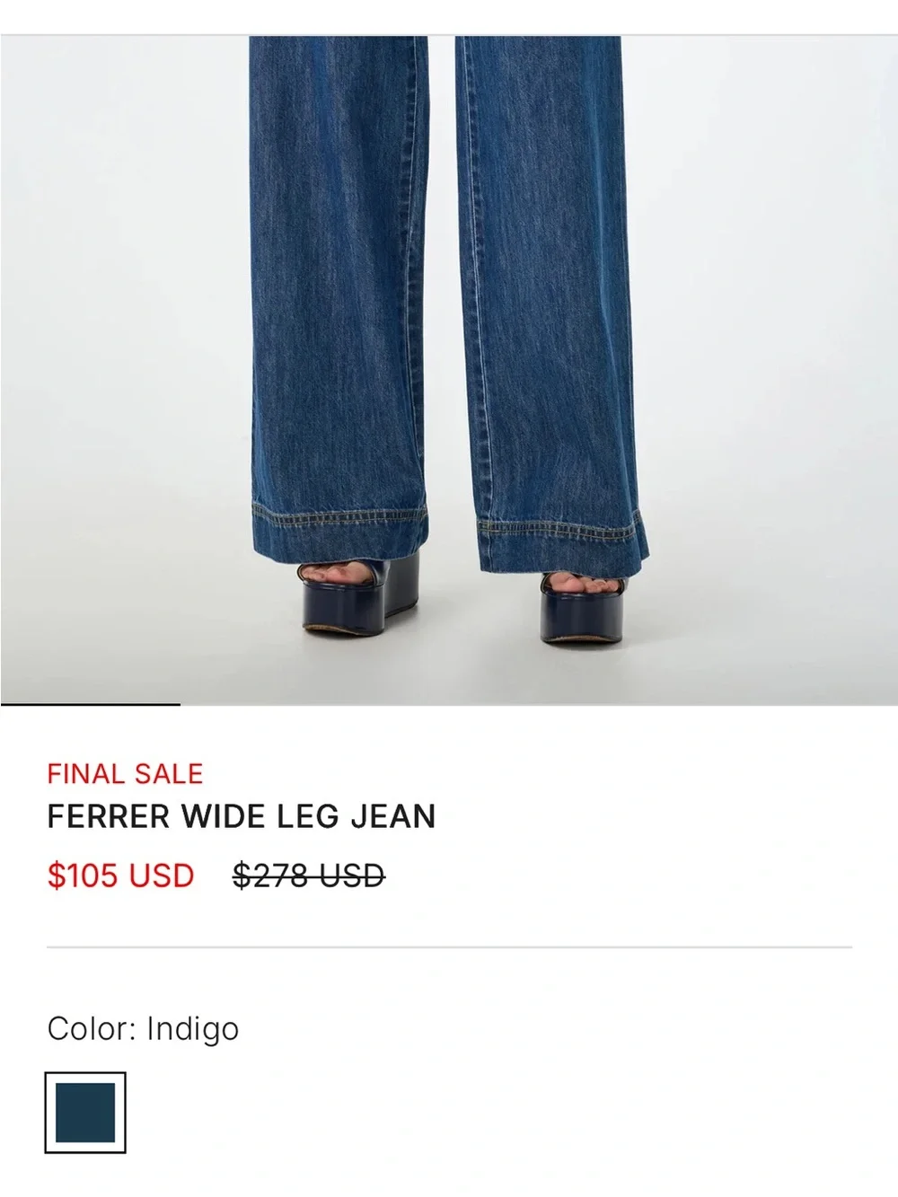Trina Turk FERRER WIDE LEG JEAN High-Waist Women's Jeans in Dark Blue - Picture 4 of 4